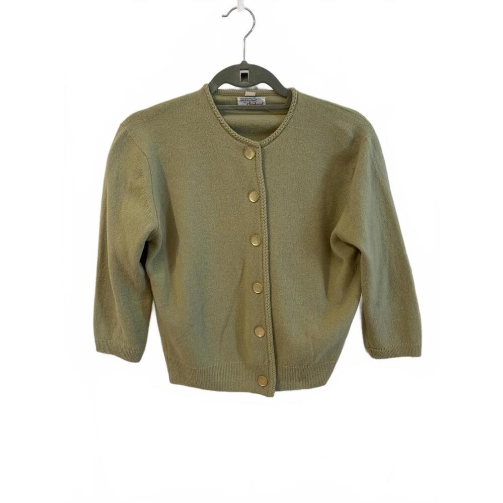 Vintage Minklam Light Green Button-Up Cardigan Sweater